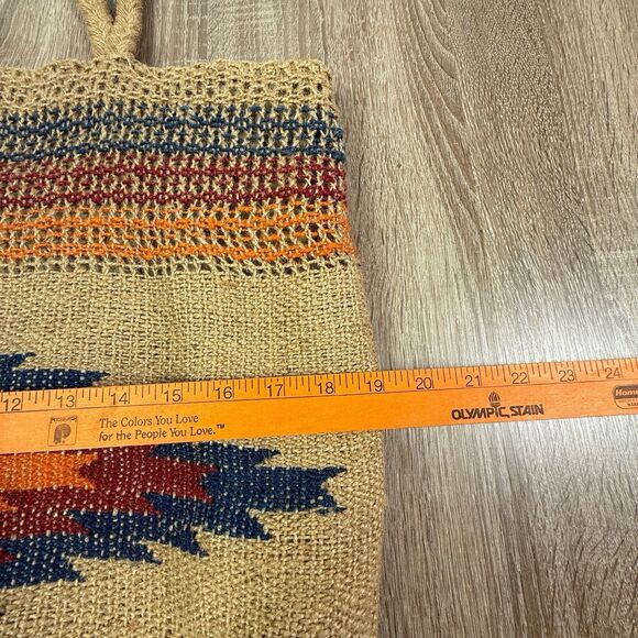 Chloe & Lex Jute Tote Bag Aztec Southwestern Pattern 19 x 19" Snap Closure Boho - Picture 7 of 14